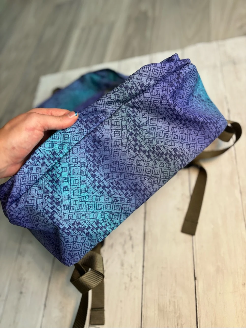 L.L. Bean Blue & Teal Geometric Backpack